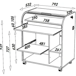 Bureau Informatique - New York 500 - Imitation Chêne - 79.2 cm - 53.2 cm - 93.8 cm