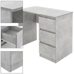 Bureau informatique avec 3 tiroirs table de travail gris avec materiel montage