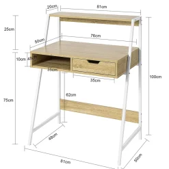 Bureau Informatique avec tiroir et étagère, Cadre métal, FWT63-N, SoBuy