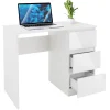 Bureau informatique avec 3 tiroirs table de travail blanc avec materiel montage