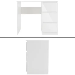 Bureau informatique avec 3 tiroirs table de travail blanc avec materiel montage
