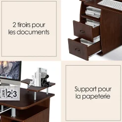 Bureau Informatique Bureau angle avec Tablette Imprimante