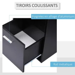 Bureau informatique multimédia design multi-rangement dim. 137 x 55 x 92 cm noir
