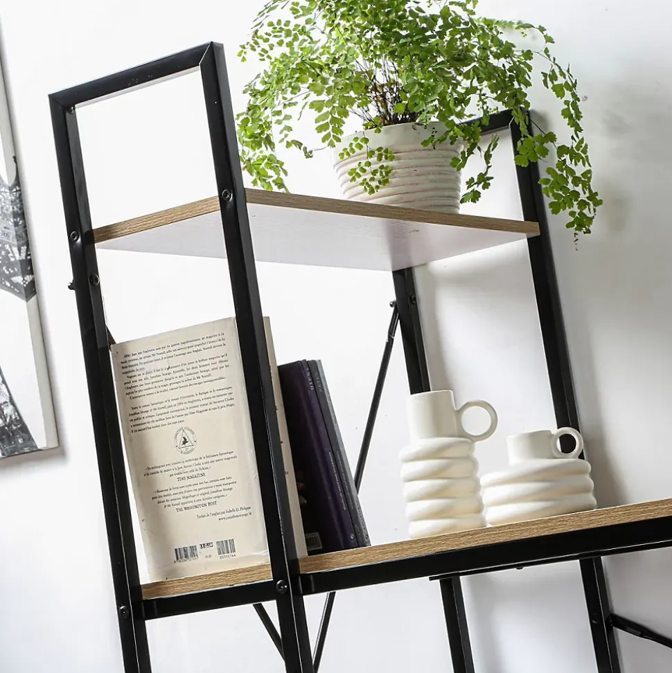 Bureau L120cm avec 4 étagères style industriel