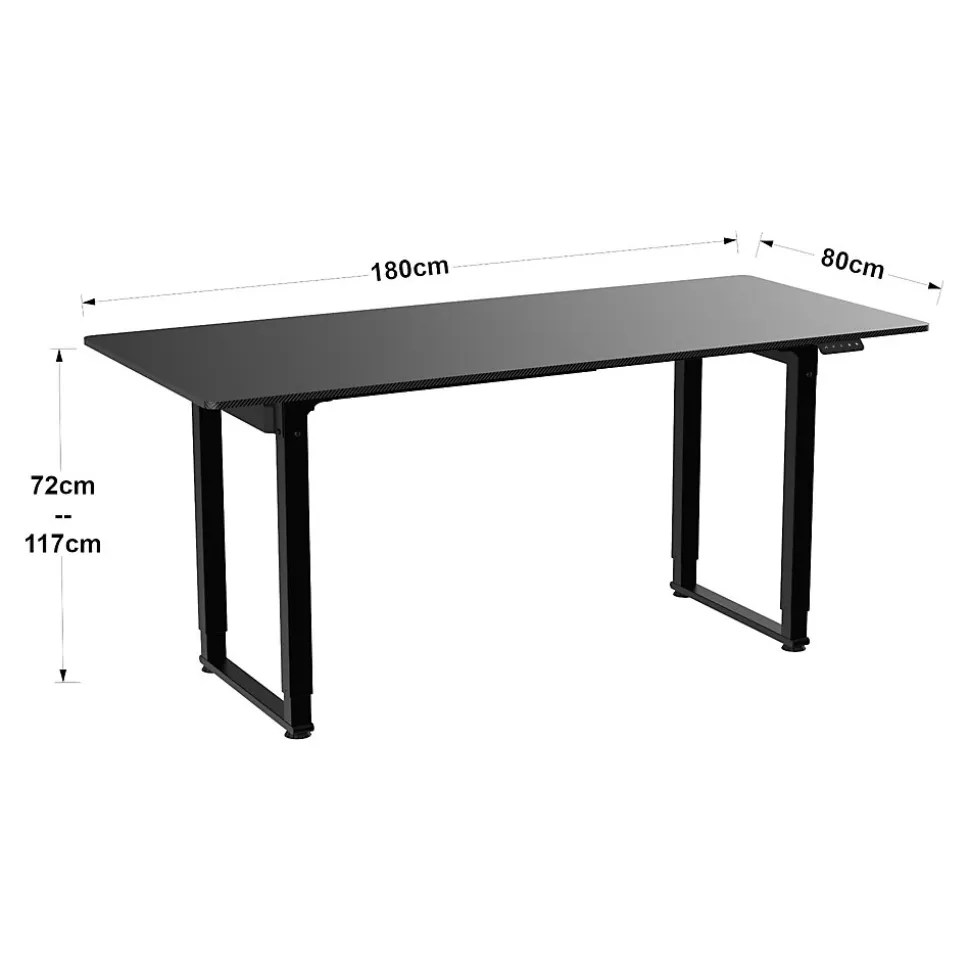 Bureau électrique à hauteur réglable Kirkkonummi 180 x 80 cm noir pro.tec