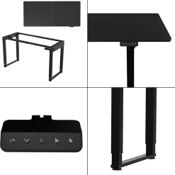 Bureau électrique à hauteur réglable Kirkkonummi 180 x 80 cm noir pro.tec