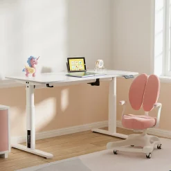 Bureau électrique à hauteur réglable pour enfants Ringe 120 x 60 cm blanc pro.tec
