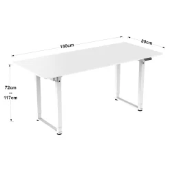 Bureau électrique à hauteur réglable Kirkkonummi 180 x 80 cm blanc pro.tec