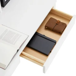 Bureau LENNOX, avec 2 tiroirs et 3 niches, en pin massif lasuré blanc