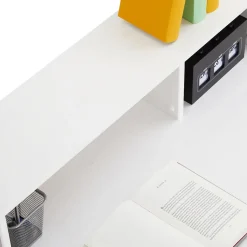 Bureau LENNOX, avec 2 tiroirs et 3 niches, en pin massif lasuré blanc