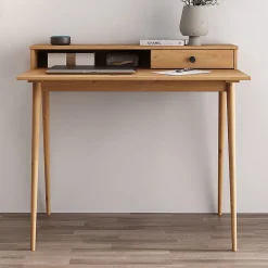 Bureau MALINA en pin massif avec 1 tiroir lasuré brun