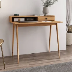 Bureau MALINA en pin massif avec 1 tiroir lasuré brun