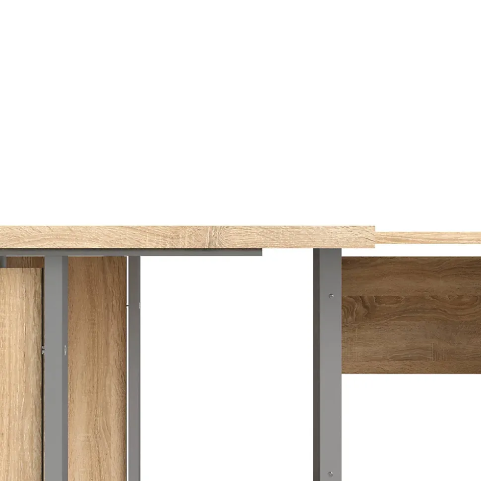 Bureau Megh, Pupitre polyvalent, Table de bureau pour PC, Plan de travail, 230x200 h75 cm, Gris et Chêne