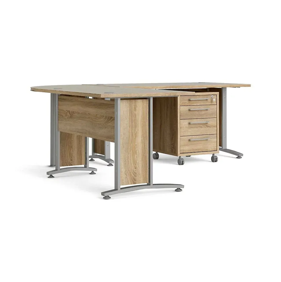 Bureau Megh, Pupitre polyvalent, Table de bureau pour PC, Plan de travail, 230x200 h75 cm, Gris et Chêne