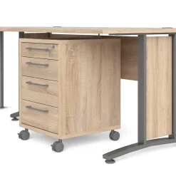 Bureau Megh, Pupitre polyvalent, Table de bureau pour PC, Plan de travail, 230x200 h75 cm, Gris et Chêne