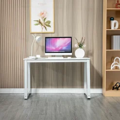 Bureau Moderne - Pieds Métal, Plateau Blanc