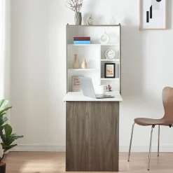 Bureau mural pliant Greve 72 x 77 x 59 cm blanc effet bois en.casa