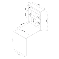Bureau mural pliant Greve 72 x 77 x 59 cm blanc effet bois en.casa