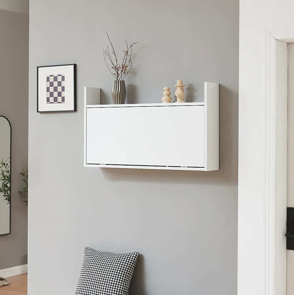 Bureau mural rabattable Rautalampi 48 x 83 x 48 cm blanc en.casa