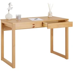 Bureau NOAH 2 tiroirs, en pin massif - Coloris naturel