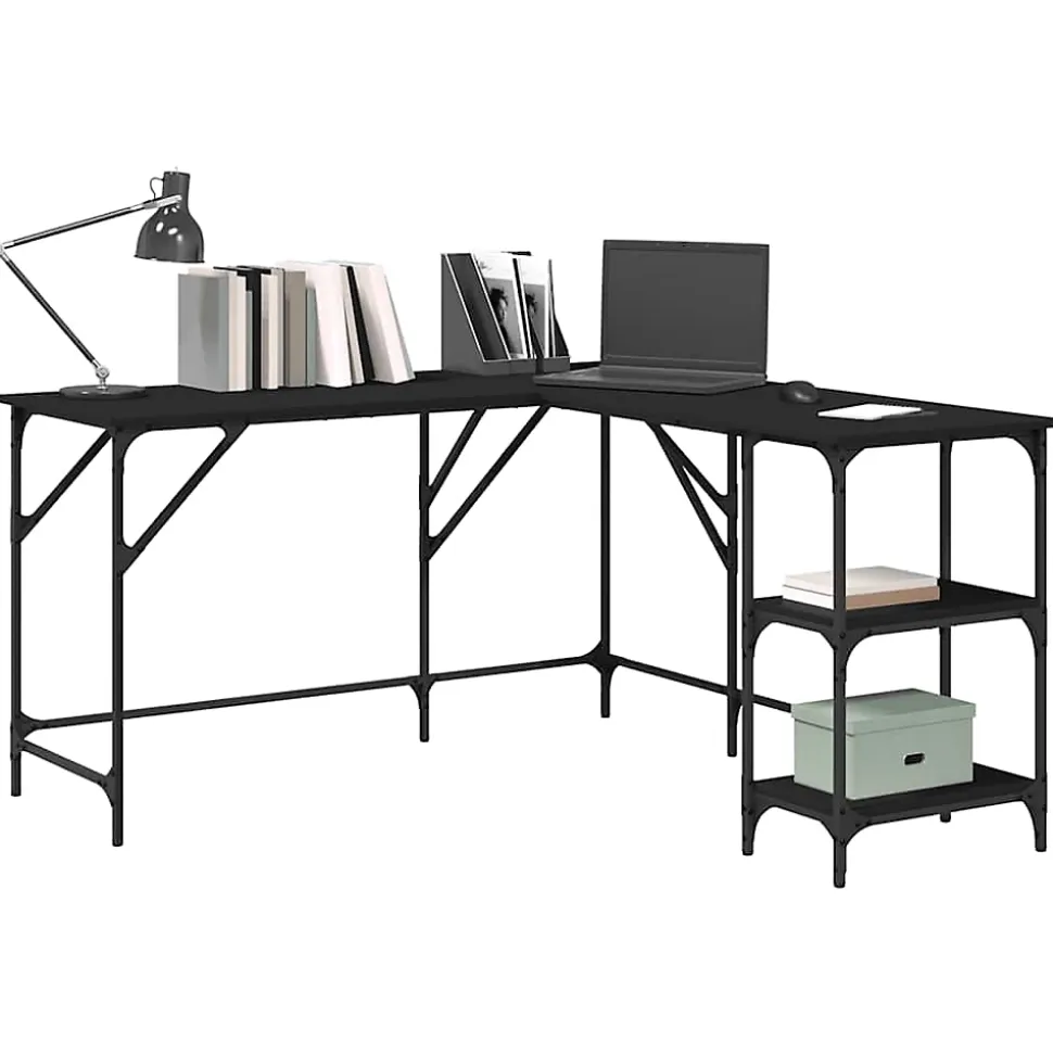 Bureau noir 139x139x75 cm bois d'ingénierie vidaXL