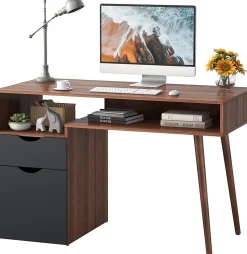 Bureau ordinateur pour Bureau à Domicile Bureau ordinateur Polyvalent avec tiroirs et Placard Aspect Attrayant
