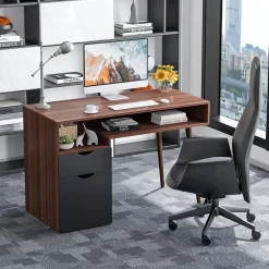Bureau ordinateur pour Bureau à Domicile Bureau ordinateur Polyvalent avec tiroirs et Placard Aspect Attrayant