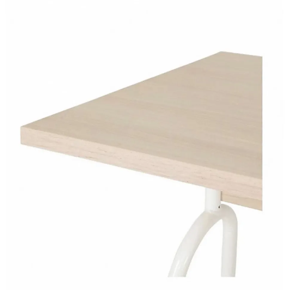 Bureau Pieds Métal Arc Chêne et Blanc L 120 H 75 P 60 cm - L 120 x l 60 x H 75 cm