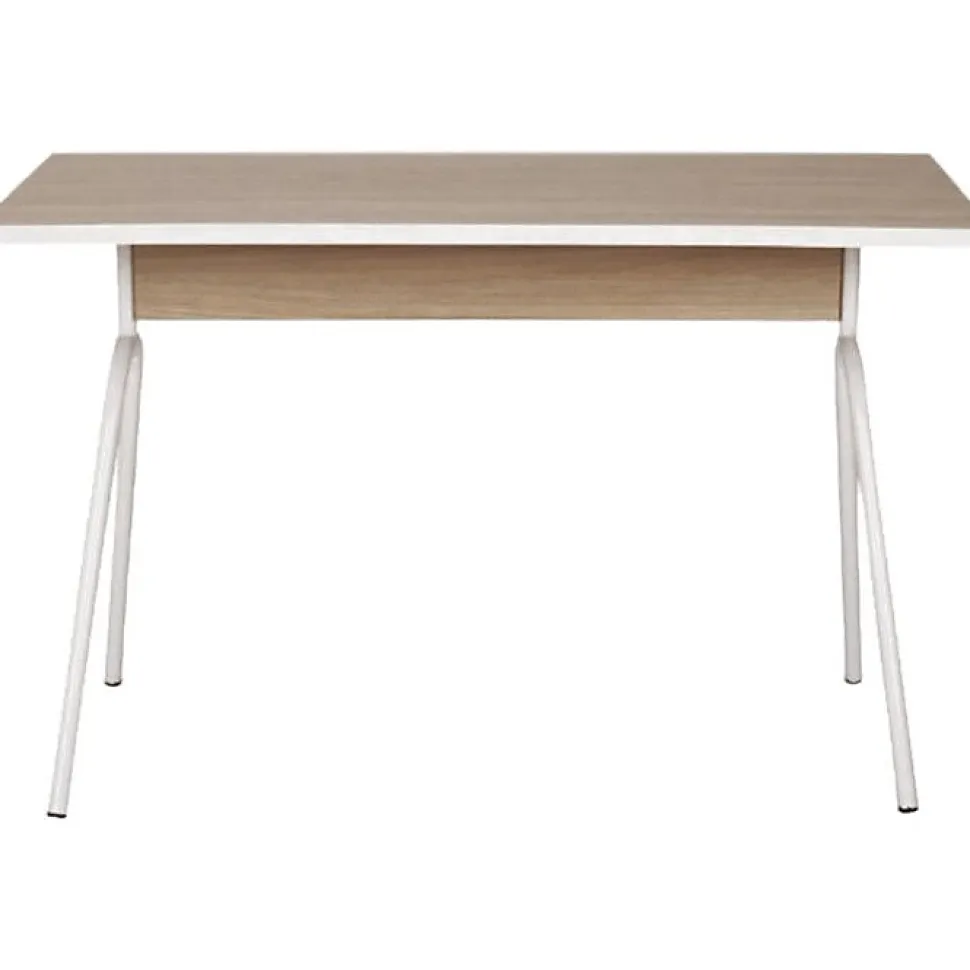 Bureau Pieds Métal Arc Chêne et Blanc L 120 H 75 P 60 cm - L 120 x l 60 x H 75 cm