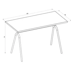 Bureau Pieds Métal Arc Chêne et Blanc L 120 H 75 P 60 cm - L 120 x l 60 x H 75 cm