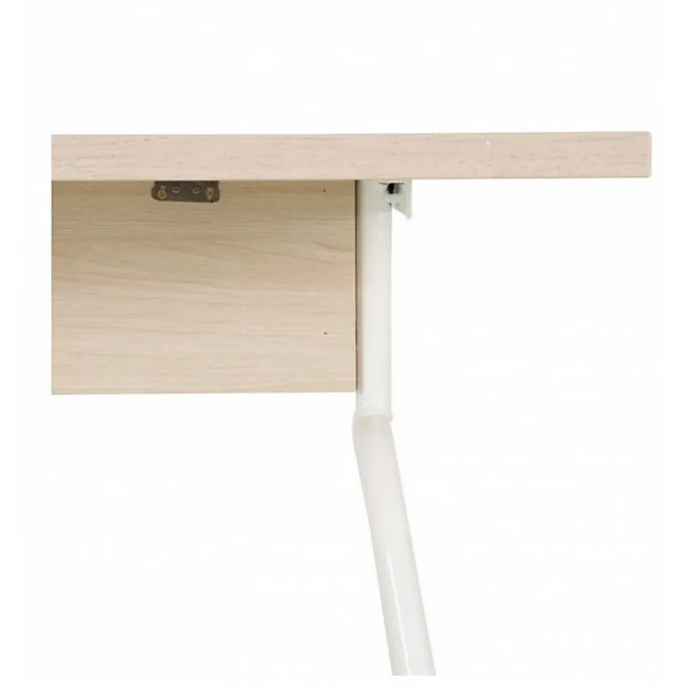 Bureau Pieds Métal Arc Chêne et Blanc L 120 H 75 P 60 cm - L 120 x l 60 x H 75 cm