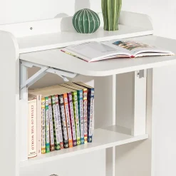 Bureau Pliant Bureau Multifonctionnel avec Etagères de Rangement, FWT92-W, SoBuy