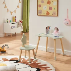Bureau pour enfant avec chaise Lallega vert menthe naturel en.casa