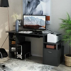 Bureau pour ordinateur table meuble pc informatique en MDF noir