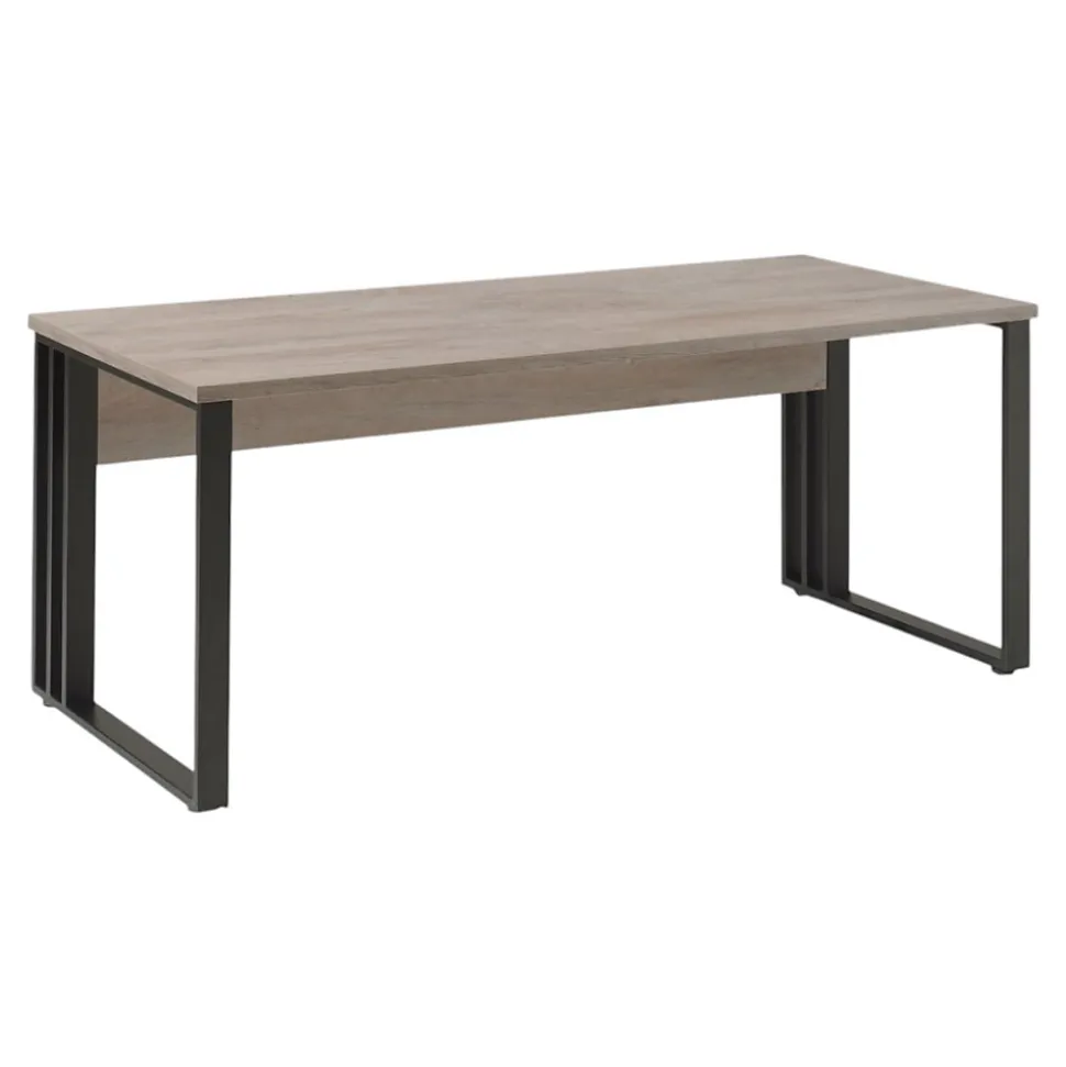 Bureau professionnel 160cm coloris chene brut et noir collection YUKON