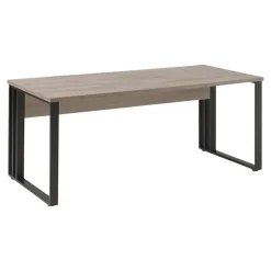 Bureau professionnel YUKON 180 cm chene brut et pieds noirs Design moderne et robuste