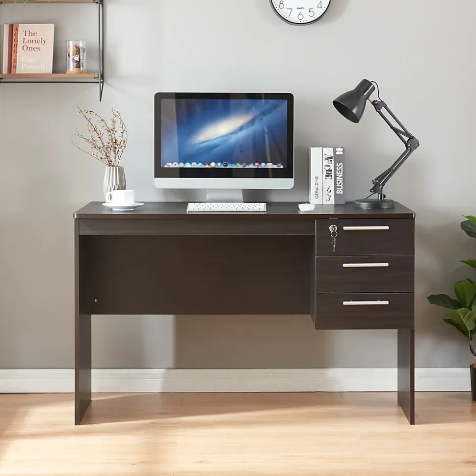 Bureau Ragunda 120 x 59 x 75 cm effet bois foncé en.casa