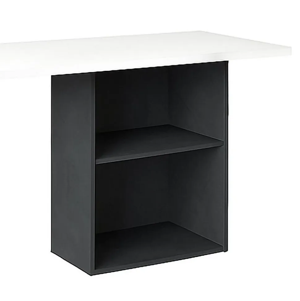 Bureau Raimondo, Bureau PC Linéaire, Table de bureau polyvalente, Bureau peu encombrant, 110x50h75 cm, Blanc brillant et ardoise