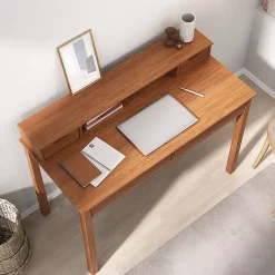 Bureau RAUL L 114 cm 4 tiroirs en bois massif - Coloris châtaignier