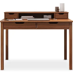 Bureau RAUL L 114 cm 4 tiroirs en bois massif - Coloris châtaignier