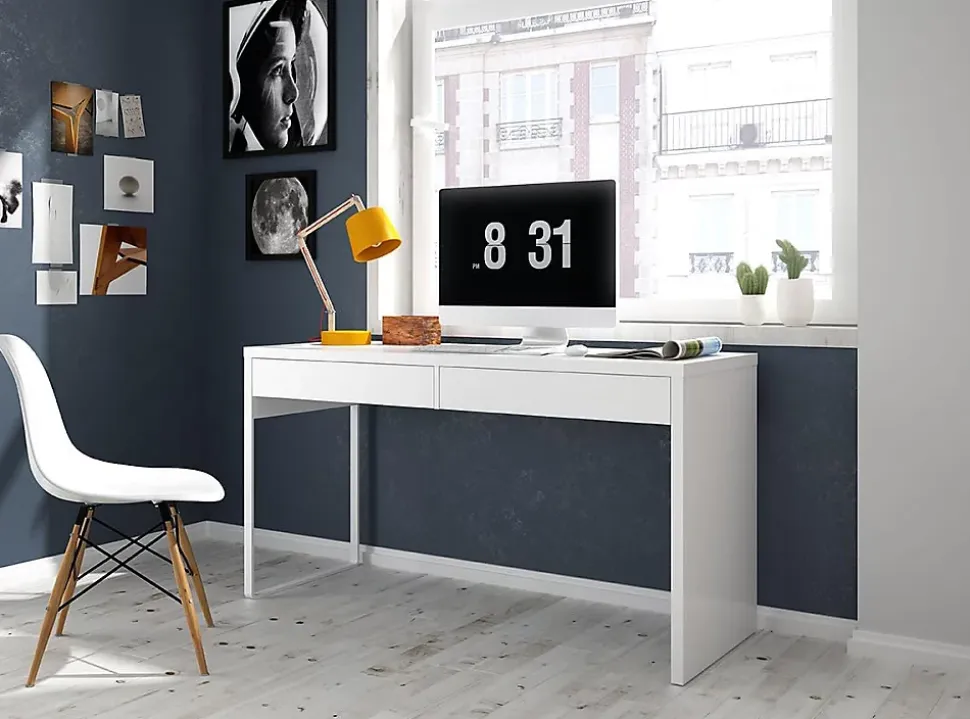 Bureau reversible avec tiroir coloris Blanc Artic - 75 x 138 x 50 cm