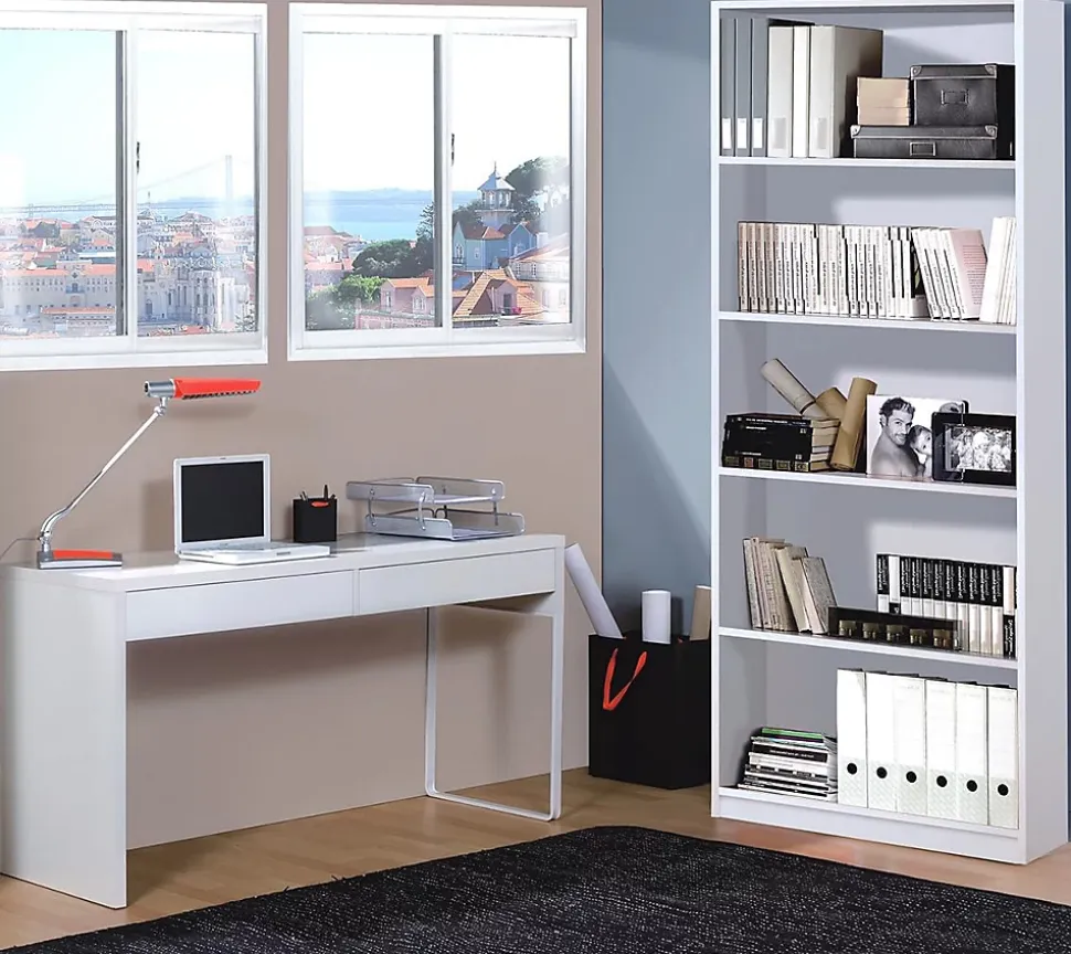 Bureau reversible avec tiroir coloris Blanc Artic - 75 x 138 x 50 cm