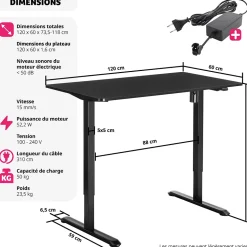 Bureau réglable en hauteur électrique avec système anti-collision
