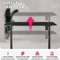 Bureau réglable en hauteur électrique avec système anti-collision