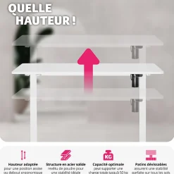 Bureau réglable en hauteur électrique avec système anti-collision