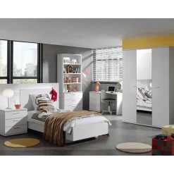 Bureau robuste pour enfant avec 3 tiroirs collection OLVENA coloris blanc effet bois.