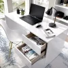 Bureau Réversible coloris blanc brillant - Longueur 139 x Profondeur 60 x Hauteur 75 cm