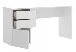 Bureau Réversible coloris blanc brillant - Longueur 139 x Profondeur 60 x Hauteur 75 cm
