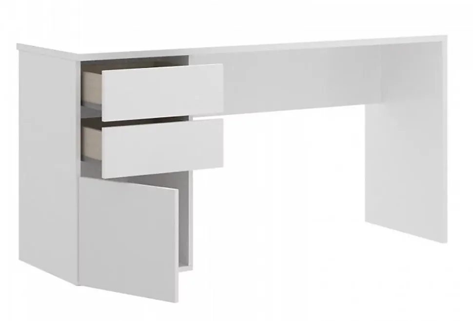 Bureau Réversible coloris blanc brillant - Longueur 139 x Profondeur 60 x Hauteur 75 cm