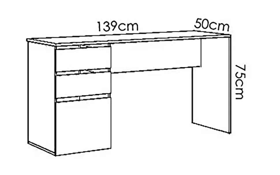 Bureau Réversible coloris blanc brillant - Longueur 139 x Profondeur 60 x Hauteur 75 cm